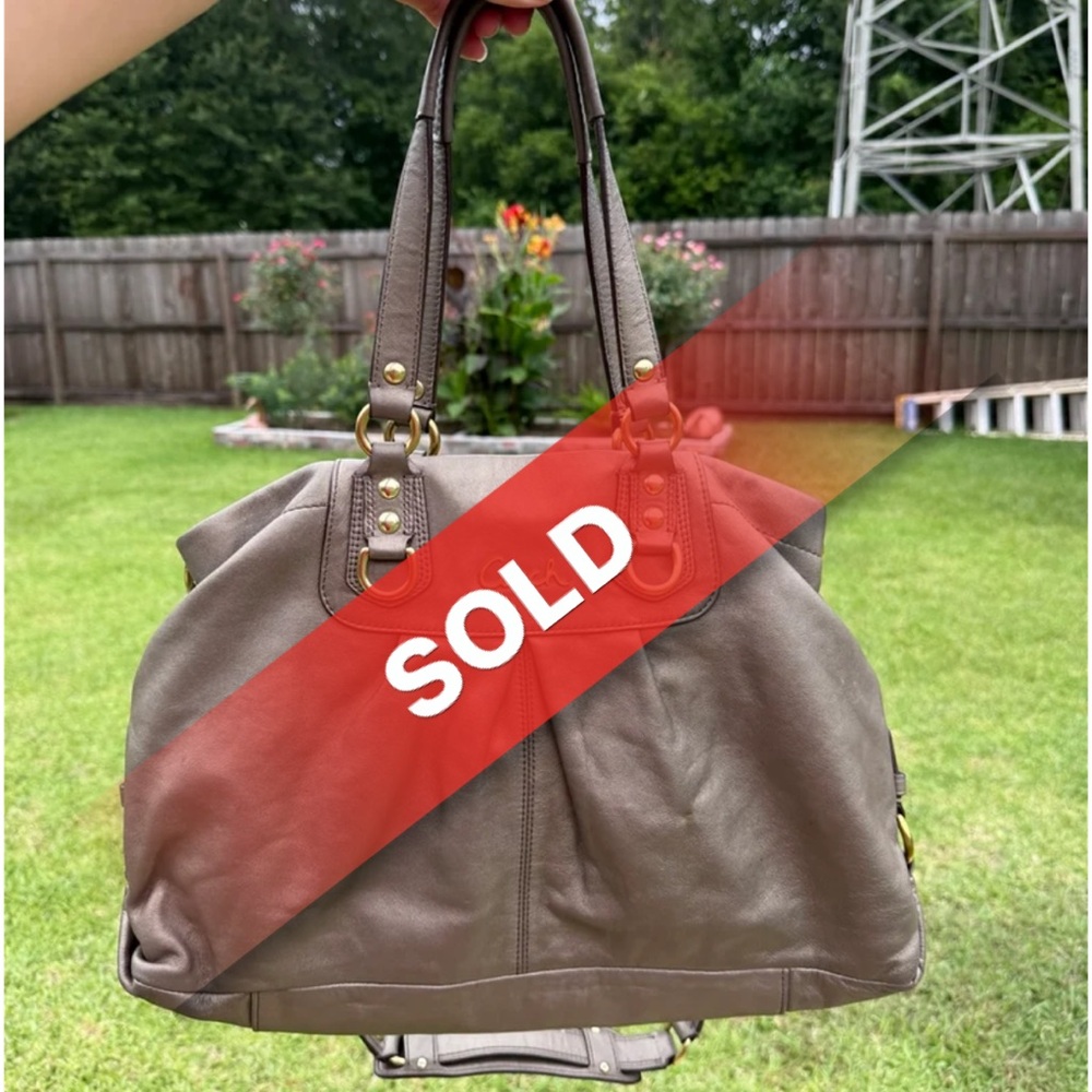 SOLD!-Coach Taupe Leather Shoulder Bag